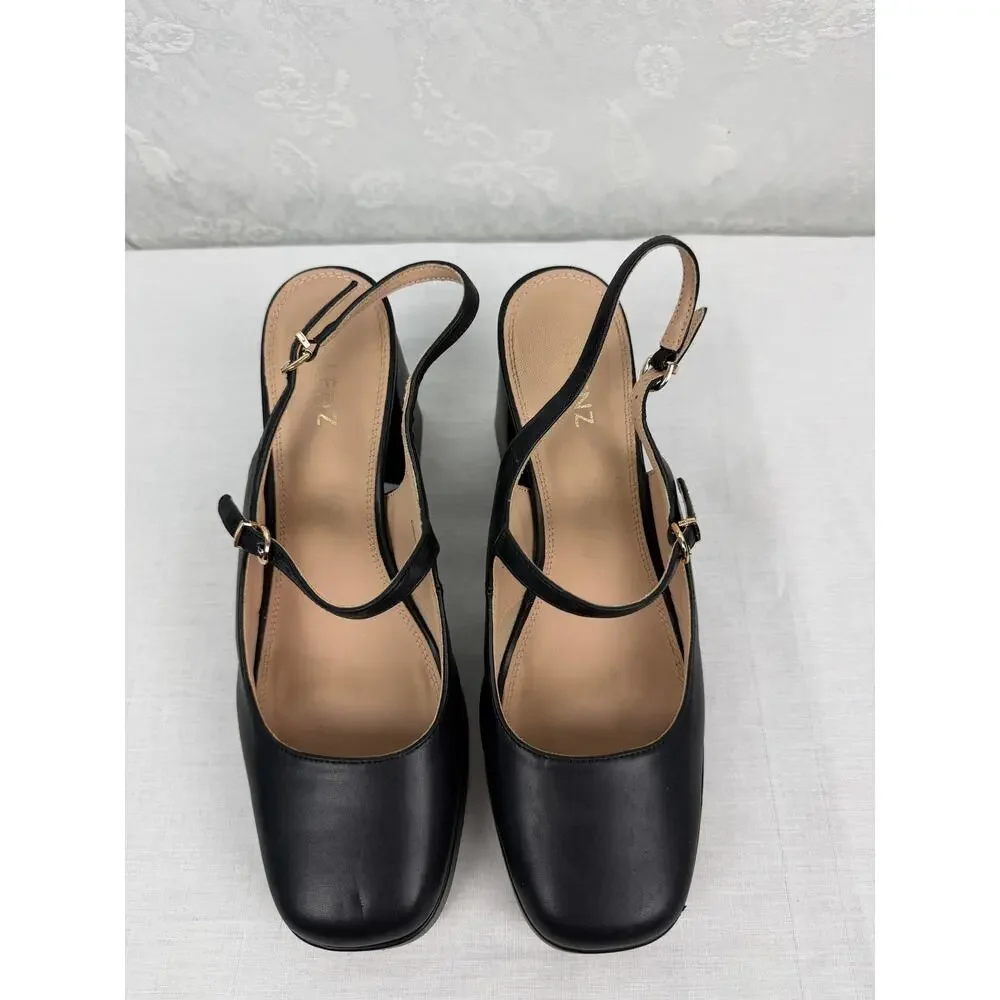 Cellenz Black Mary Jane Platform Pumps Chunky Heel Size 11
